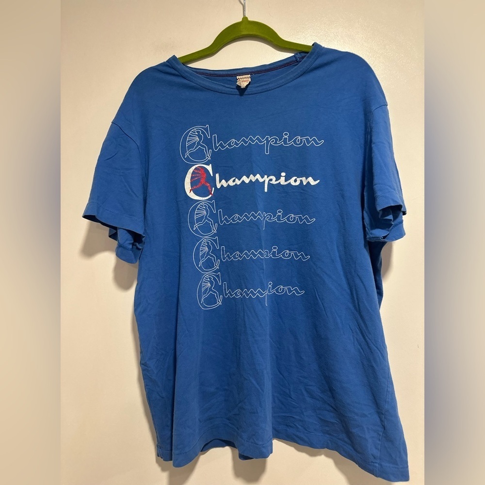 Vintage style 90s Champion Script Logo Tee Todd Snyder Blue XL Single Stitch